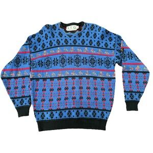 Vintage Canadian Mercerized‎ Cotton Sweater Coogi-Style Geometric Knit Men's Lg